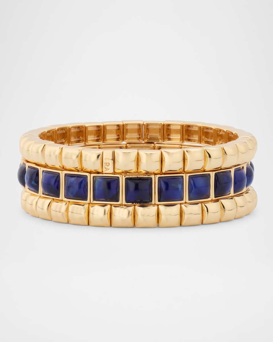 The Puffy Stud Bracelet Stack in Navy